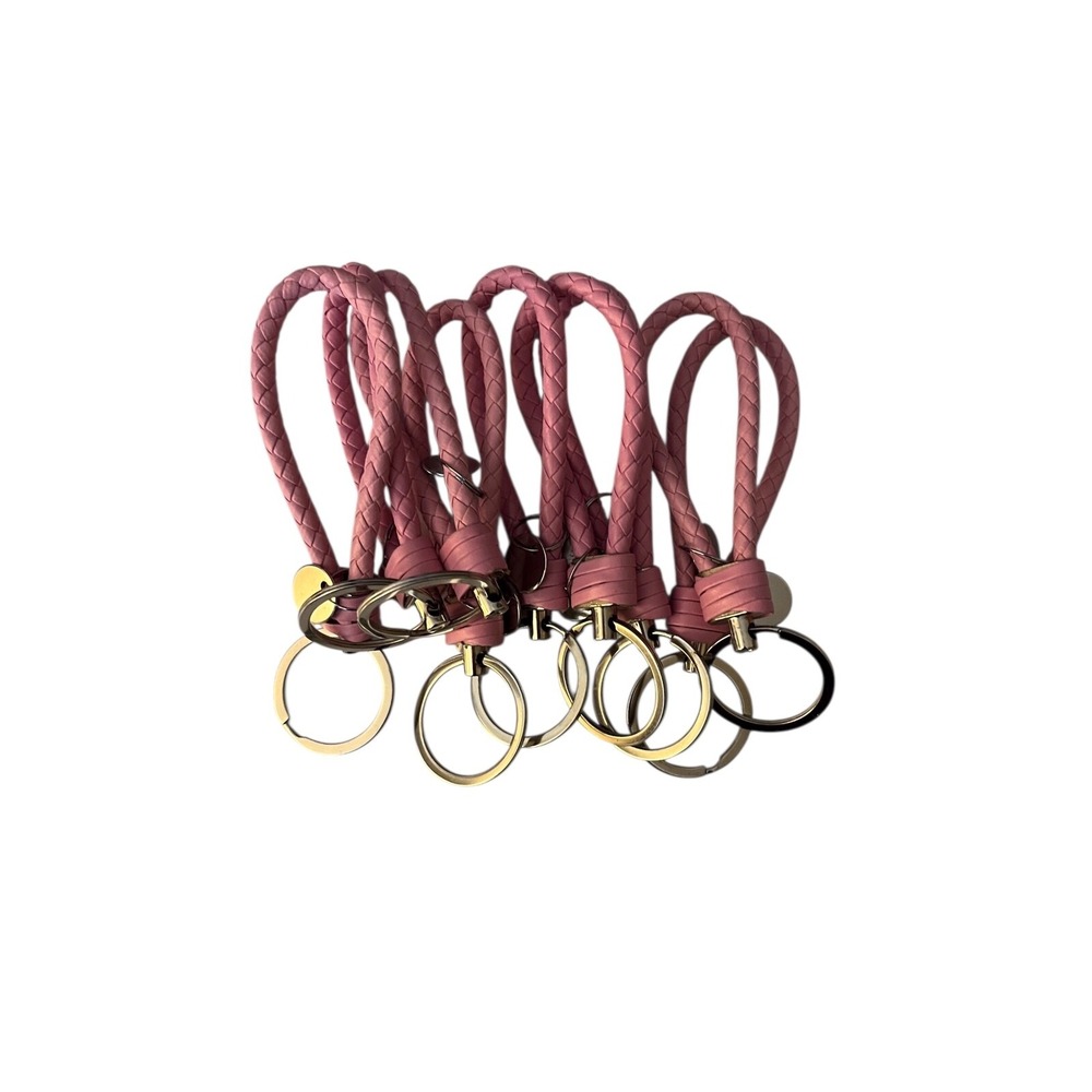 9 Pink Leather Wrist Lanyard for Keys, Key Chains ID Badges Card Wallet Phone